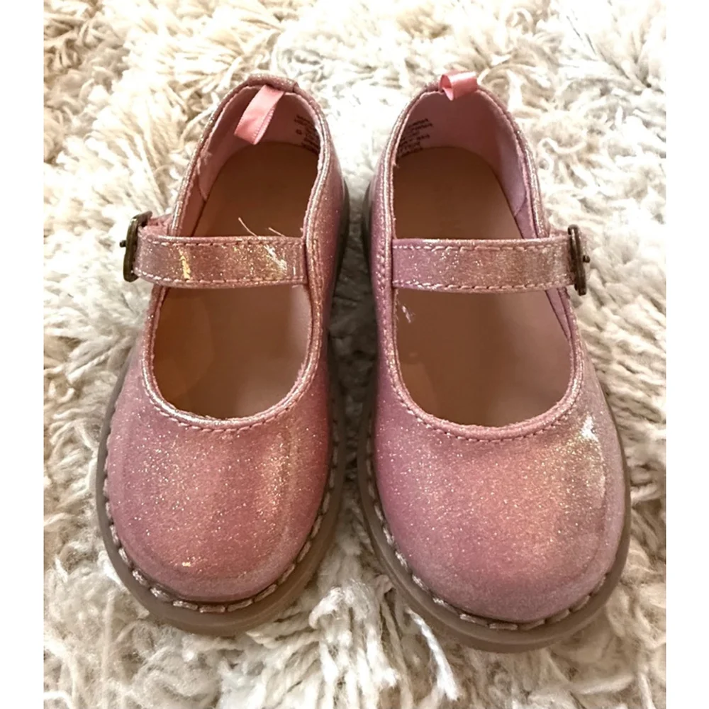 Toddler Old Navy Mary Janes Size 5 Pink Glitter Shoes